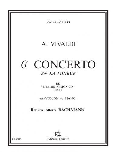copertina Concerto n6 en La min. Op.3 Estro Armonico Combre