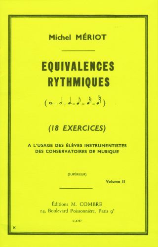 copertina Equivalences rythmiques Vol.2 (18 exercices suprieur) Combre
