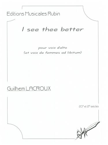 copertina I see thee better pour voix d'alto (et voix de femmes ad libitum) Martin Musique
