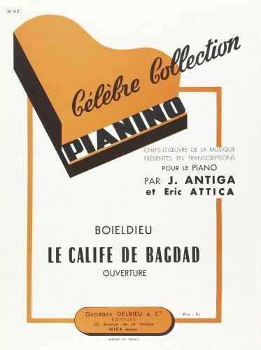 copertina Le Calife de Bagdad - Pianino 92 Delrieu