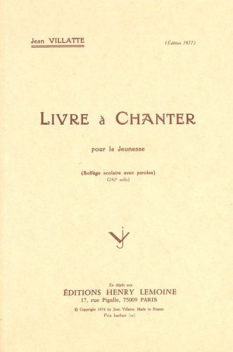 copertina Livre  chanter Editions Henry Lemoine