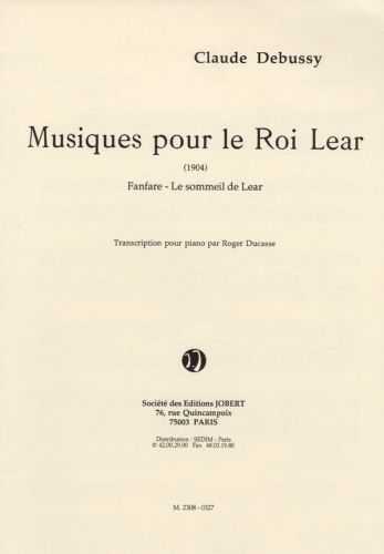 copertina Musiques pour le Roi Lear Jobert