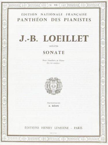 copertina Sonate en Mi maj. Editions Henry Lemoine