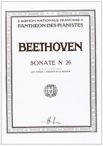 copertina Sonate n26 Op.81 en Mib maj. Editions Henry Lemoine