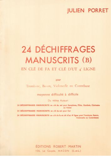 copertina Vingt-Quatre Dchiffrages Manuscrits (B) Editions Robert Martin