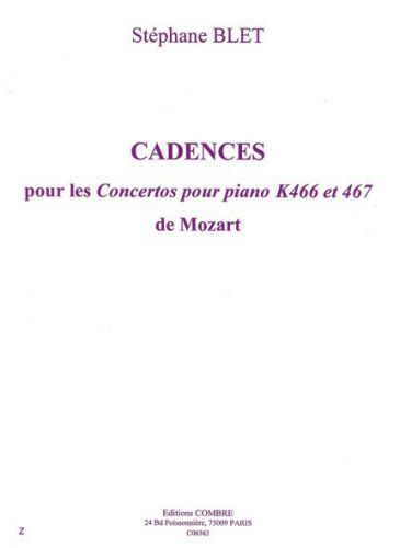 couverture Cadences pour les concertos pour K466 et K467 de Mozart Combre