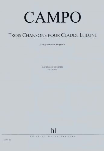 couverture Chansons pour Claude Lejeune (3) Editions Henry Lemoine