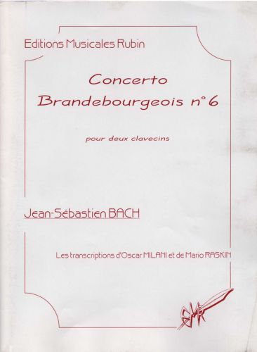 couverture Concerto Brandebourgeois n6 BWV 1051 - Transcription pour deux clavecins d'Oscar Milani et Mario Raskin Martin Musique