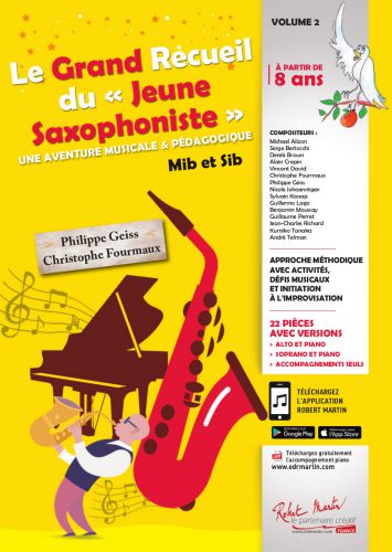 couverture LE GRAND RECUEIL DU JEUNE SAXOPHONISTE Musical et pdagogique Mib et Sib Editions Robert Martin
