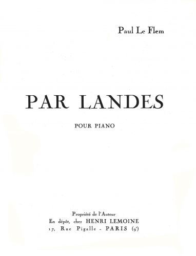 couverture Par landes Editions Henry Lemoine