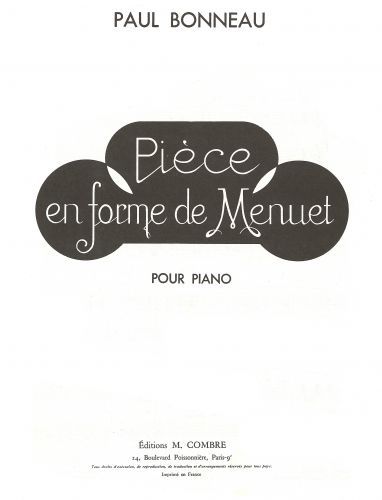 couverture Pi�ce en forme de menuet Combre