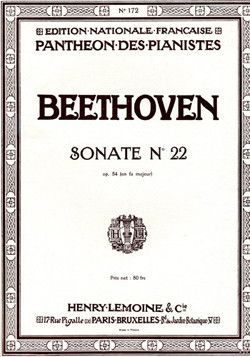 couverture Sonate n22 Op.54 en fa maj. Editions Henry Lemoine