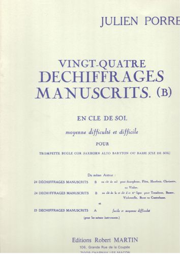 couverture Vingt-Quatre Déchiffrages Manuscrits (B) Robert Martin