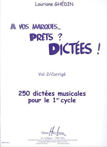 cover A vos marques.. Pr�ts ? Dict�es ! Vol.2 Corrig�s Editions Henry Lemoine