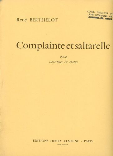 cover Complainte et saltarelle Editions Henry Lemoine