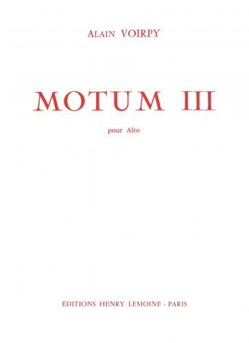 cover Motum III Editions Henry Lemoine