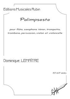 cover PALIMPSESTE pour flûte, saxophone ténor, trompette, trombone, percussion, violon et violoncelle Rubin