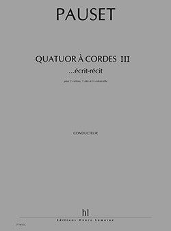cover Quatuor  cordes III ...rcit-crit Editions Henry Lemoine