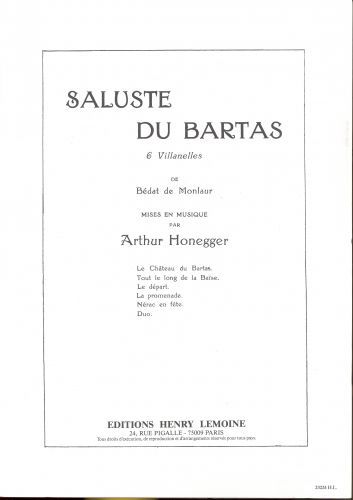 cover Saluste du Bartas Editions Henry Lemoine