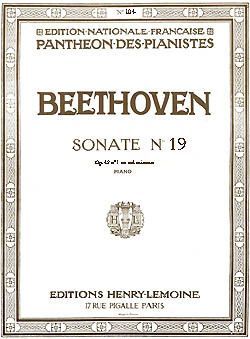 cover Sonate n�19 Op.49 n�1 en Sol min. Editions Henry Lemoine