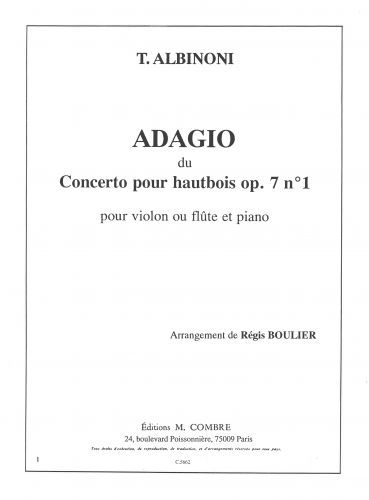 cubierta Adagio du Concerto Op.7 n°1 pour hautbois Combre