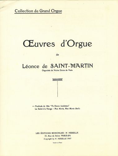 cubierta Postlude de fte Op.21 Te Deum Laudamus Combre