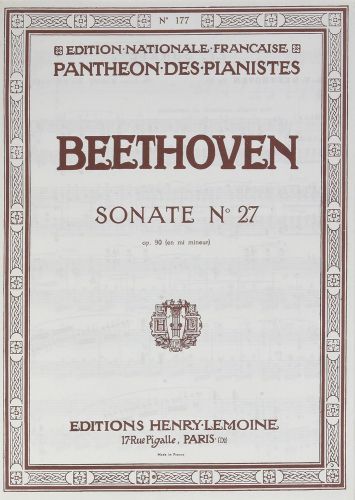 cubierta Sonate n°27 Op.90 en Mi min. Editions Henry Lemoine