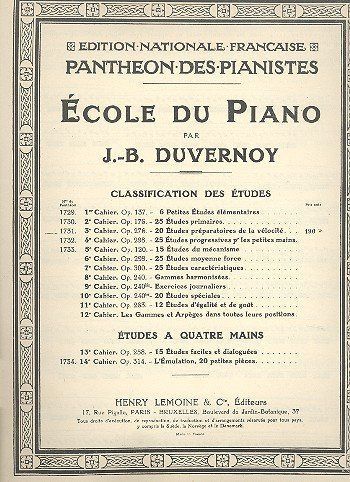 einband Etudes Préparatoires à la Vélocité (20) Op.276 Editions Henry Lemoine
