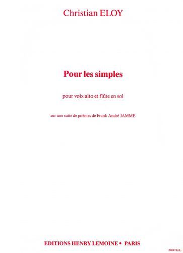 einband Pour les Simples Editions Henry Lemoine