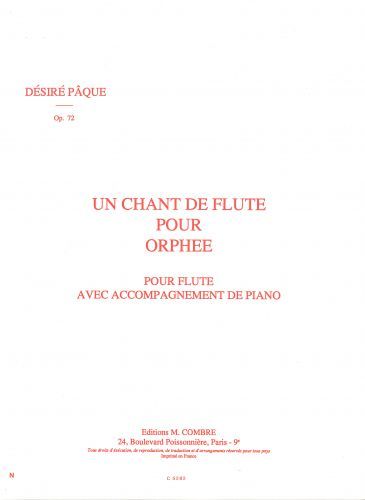 einband Un chant de flûte pour Orphée Combre